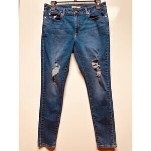 Levi Strauss Women's 711 Skinny Distressed Blue Jeans Size 33